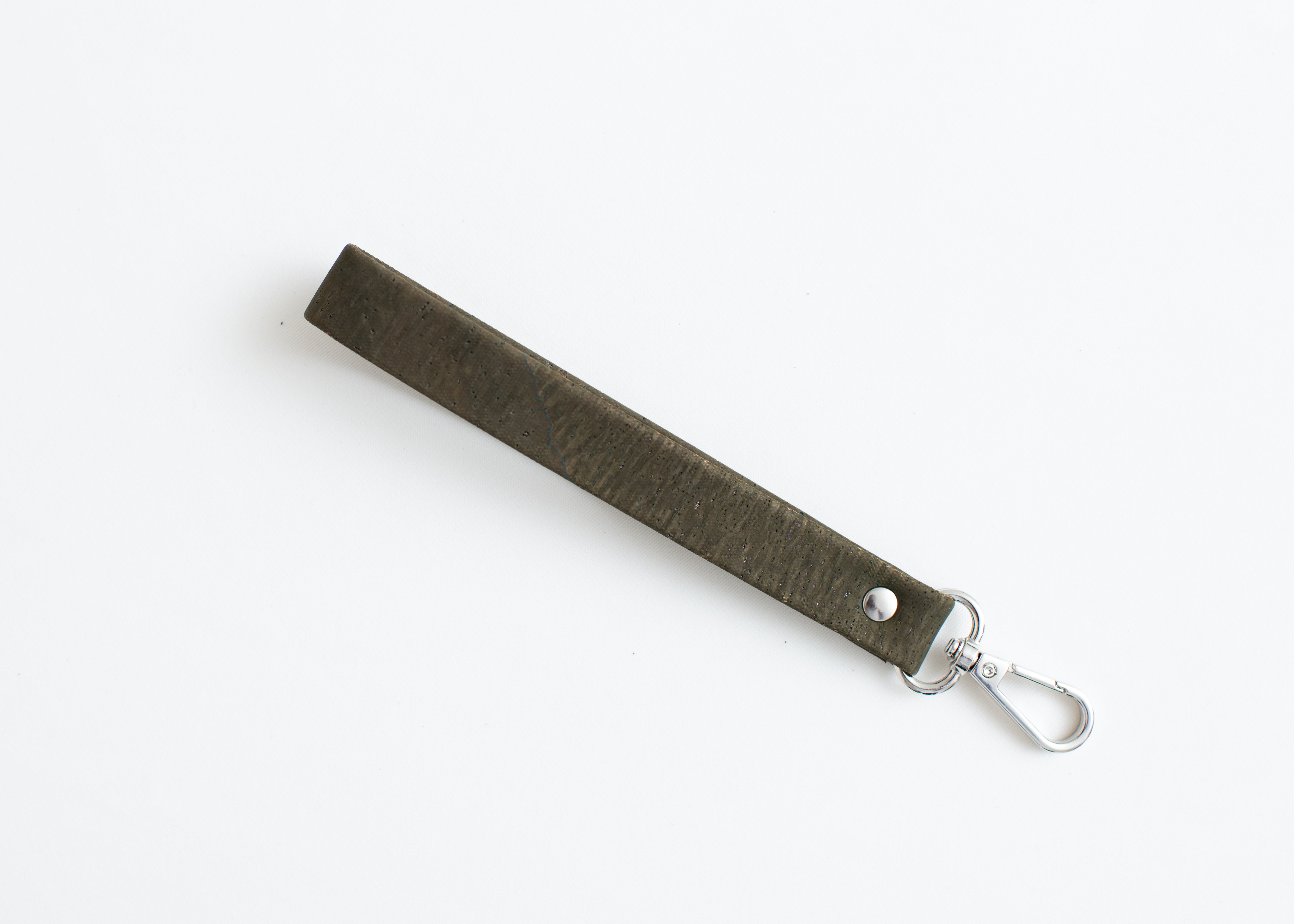 Cork Phone Wristlet Strap w/tether tab attachment--Green