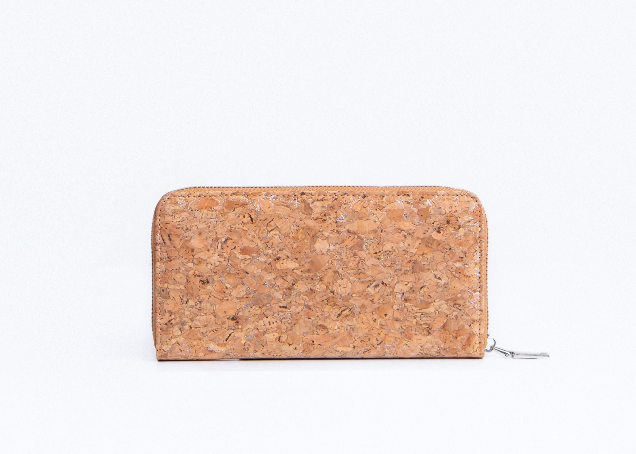 Cork Large Zipper Wallet - Silvered
