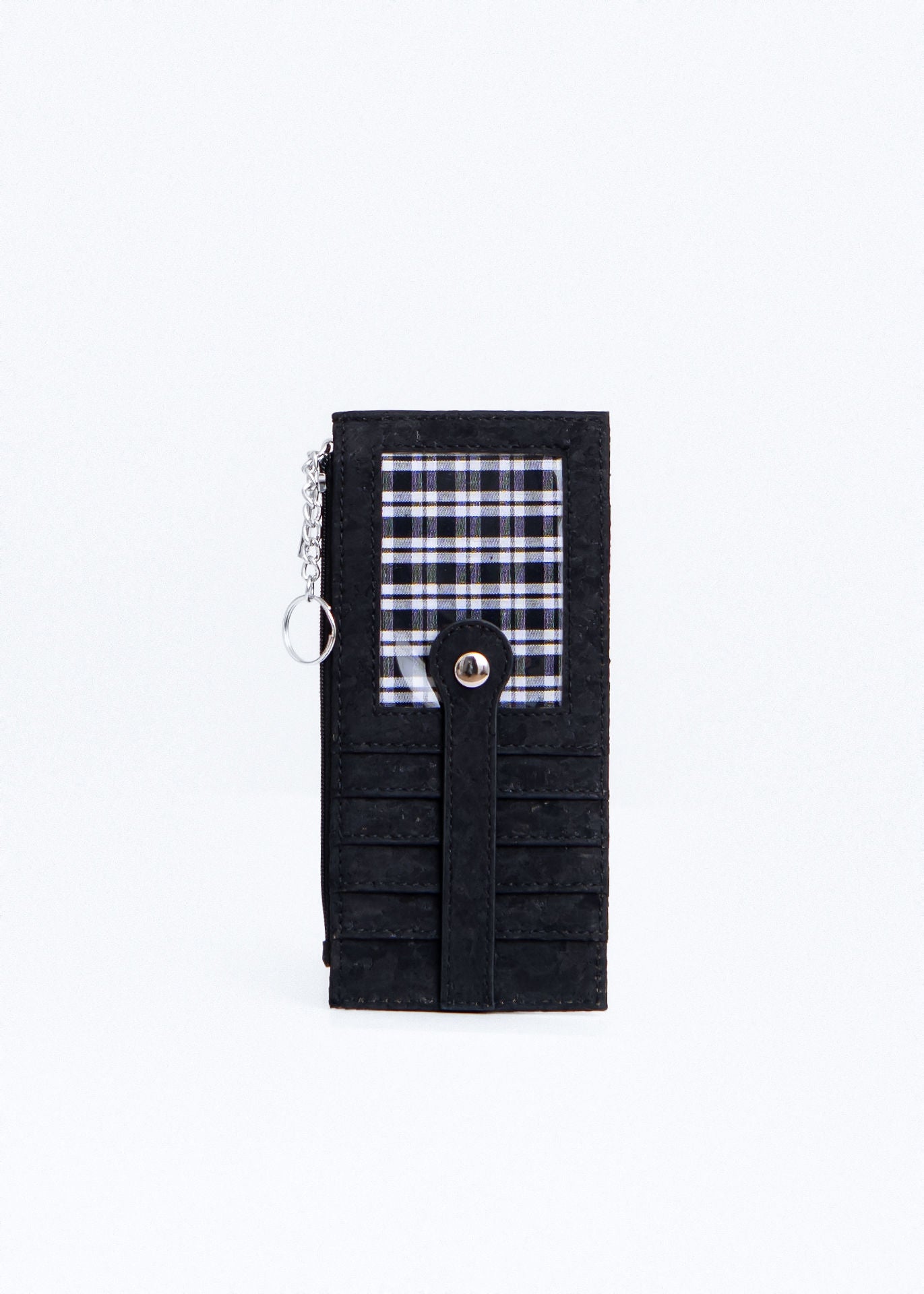 Cork Zipper Credit Card Wallet - Black