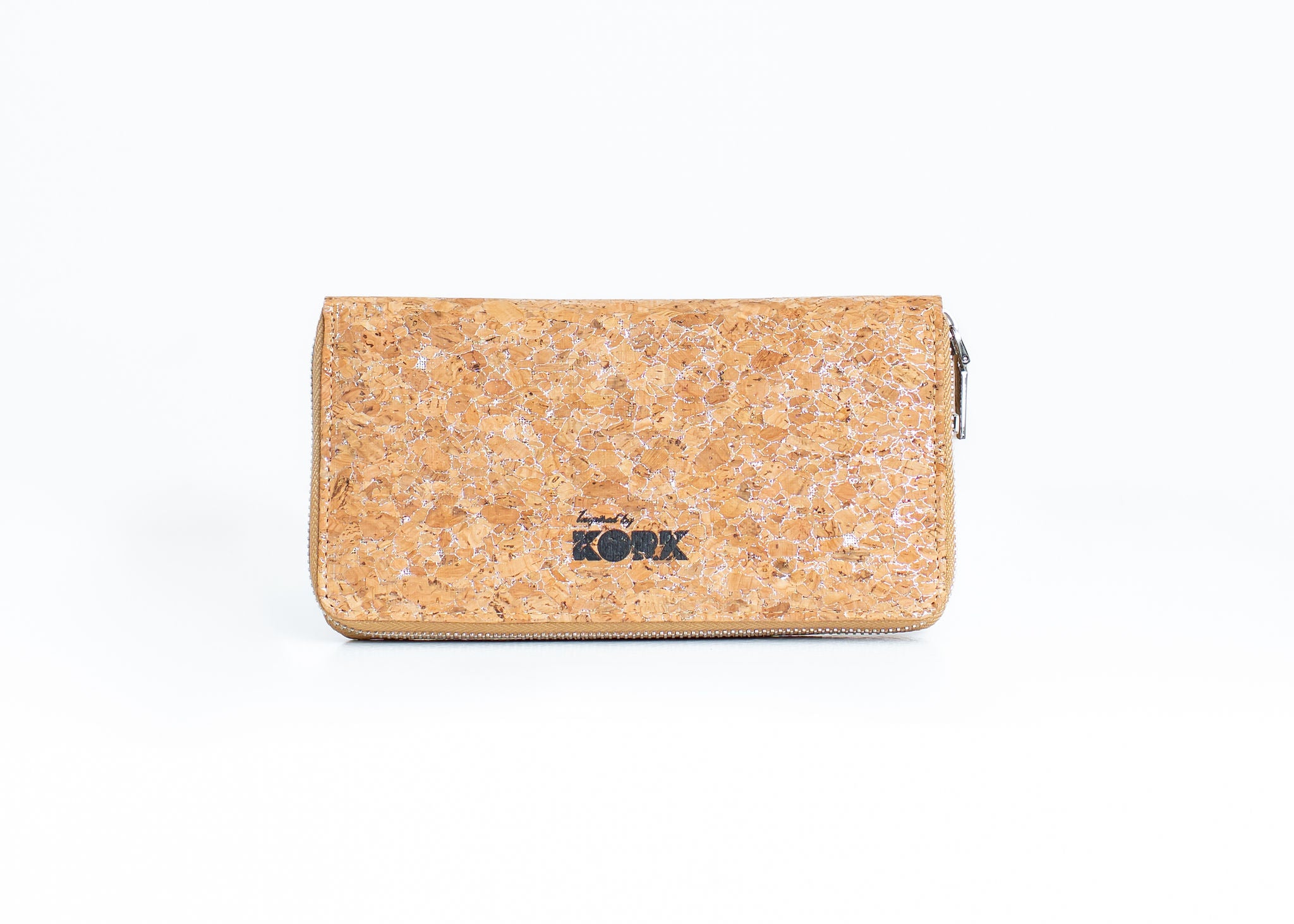 Cork Large Zipper Wallet - Silvered