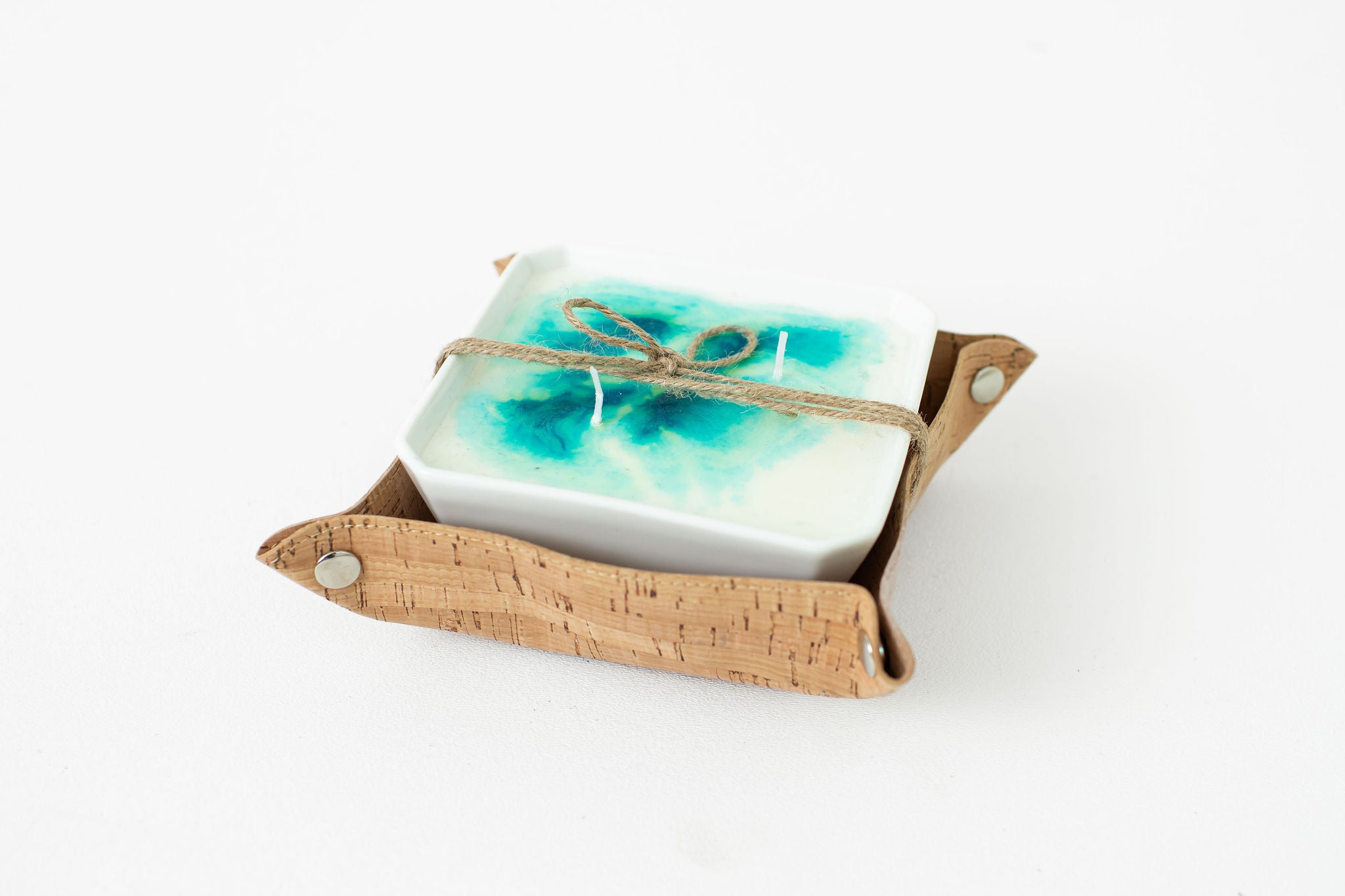Cork Tray With L'oil by Lexi Organic Candle Island Hibiscus