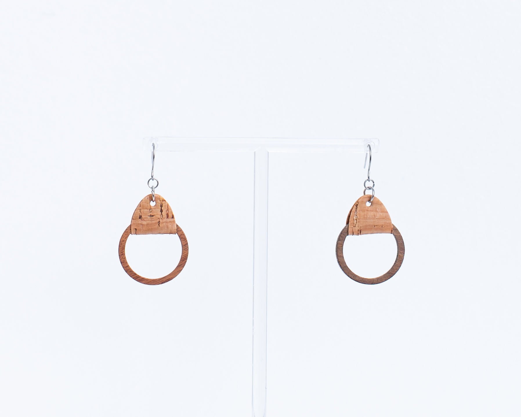 Cork Earrings-Wood Hoop w/Natural cork