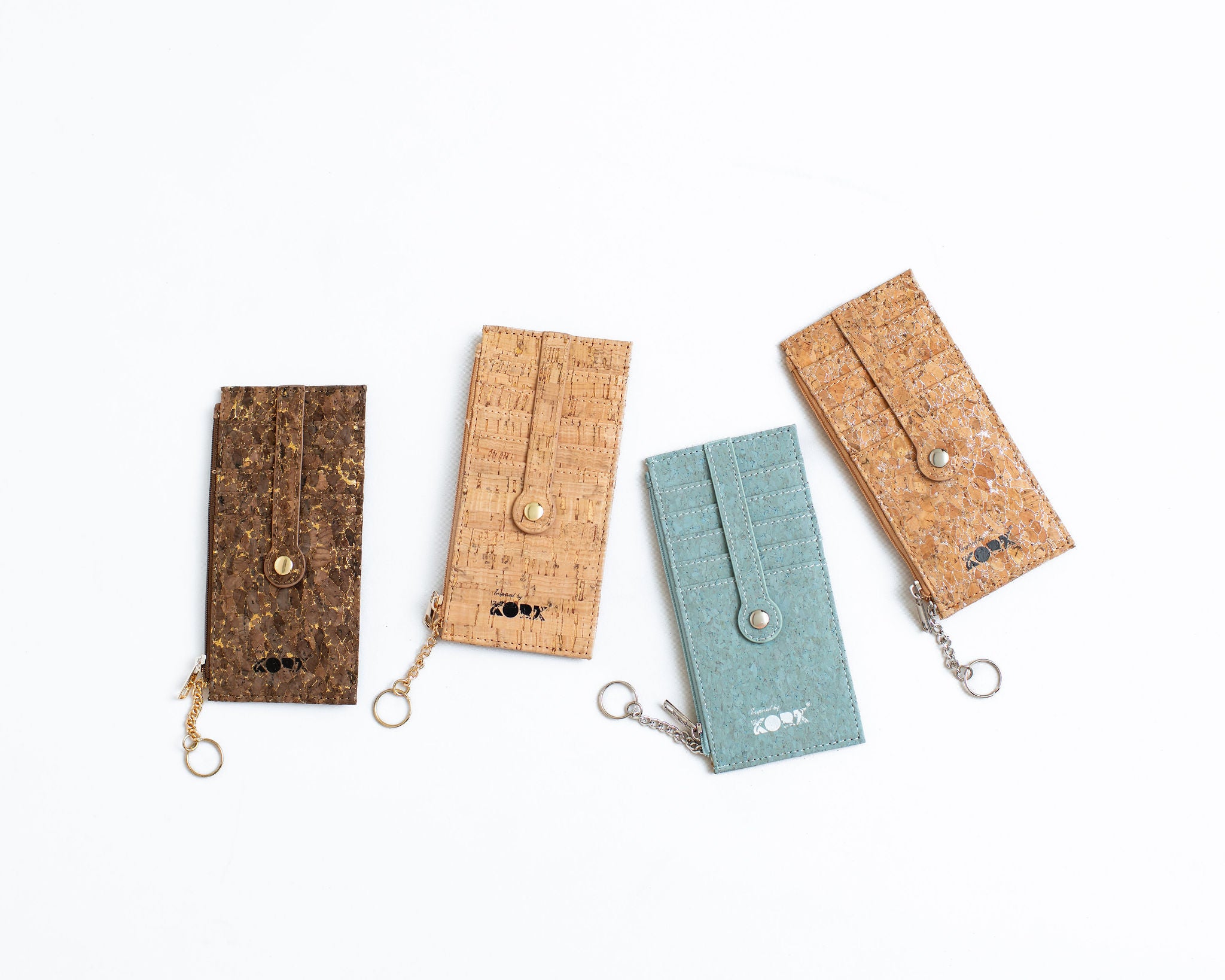 Cork Zipper Credit Card Wallet - Light Blue