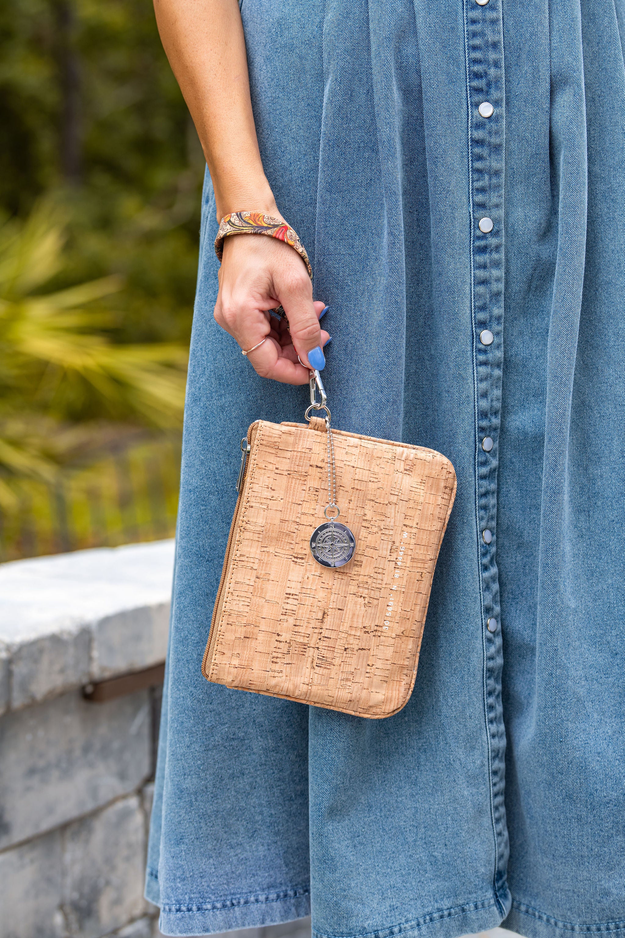 Cork Phone Wristlet Strap w/tether tab attachment--Fleur De Lis Pattern
