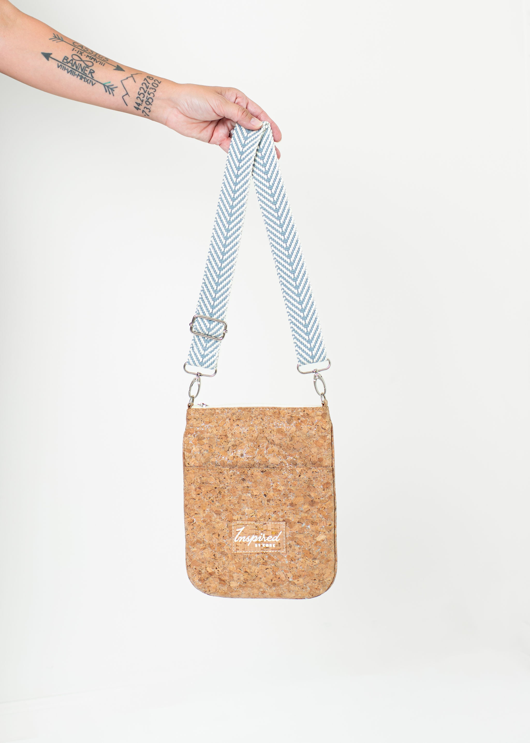 Adjustable Removable Herringbone Blue Strap