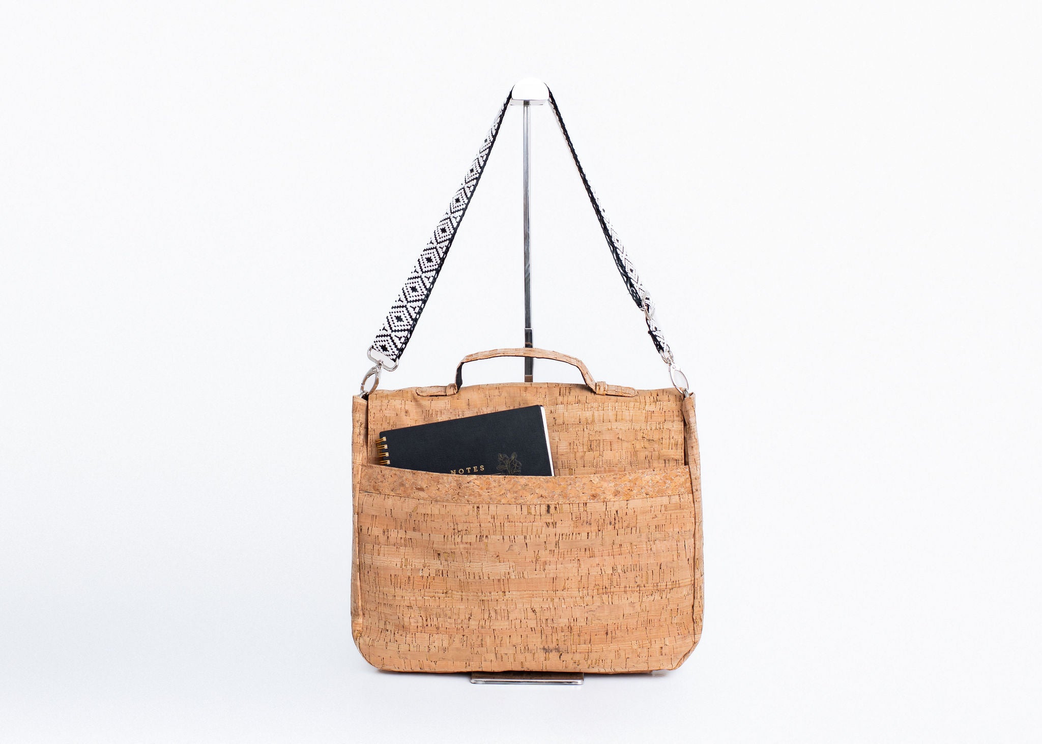 Crescent XL Cork Messenger Laptop Bag- Natural