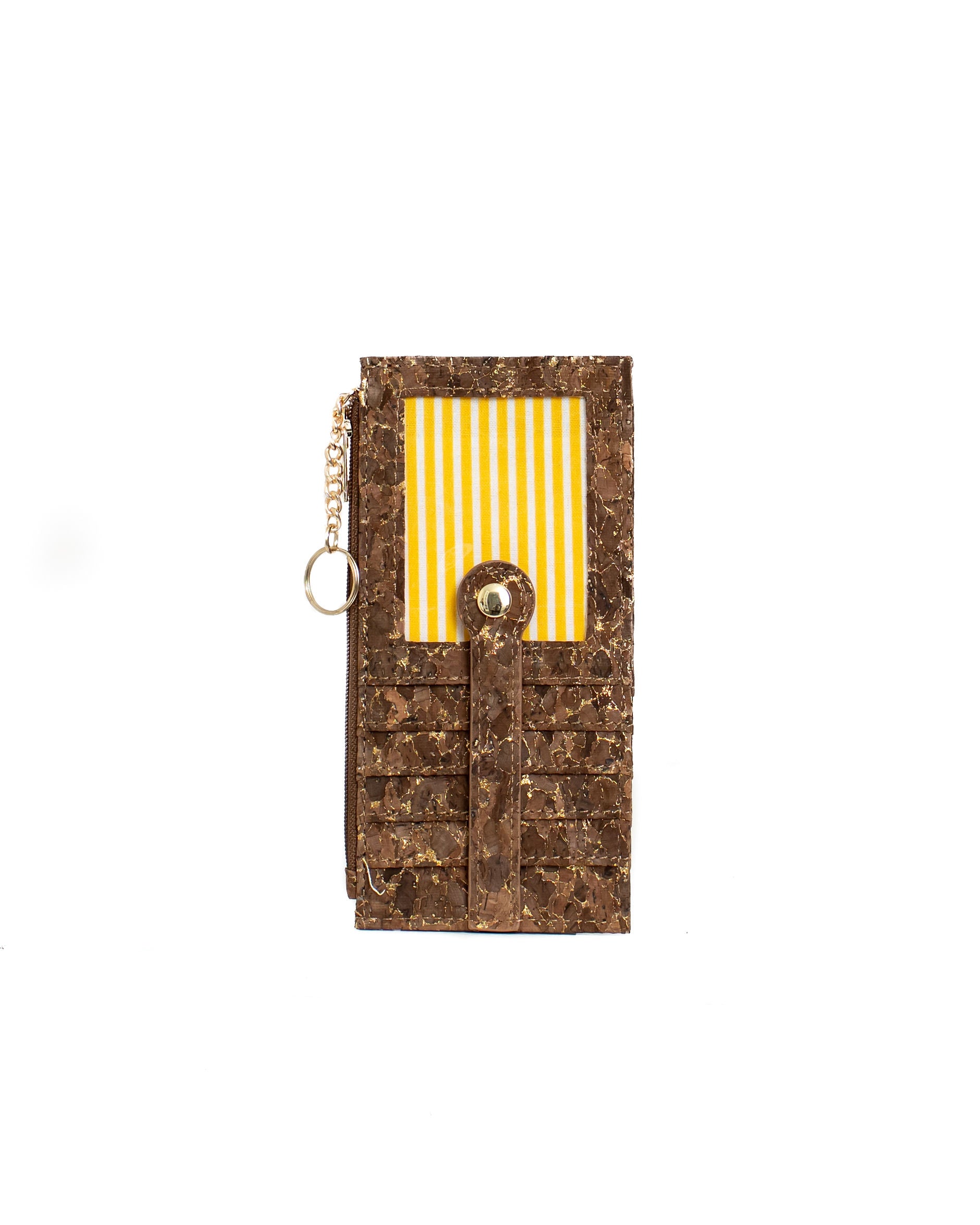 Cork Zipper Credit Card Wallet - Espresso w/Gold