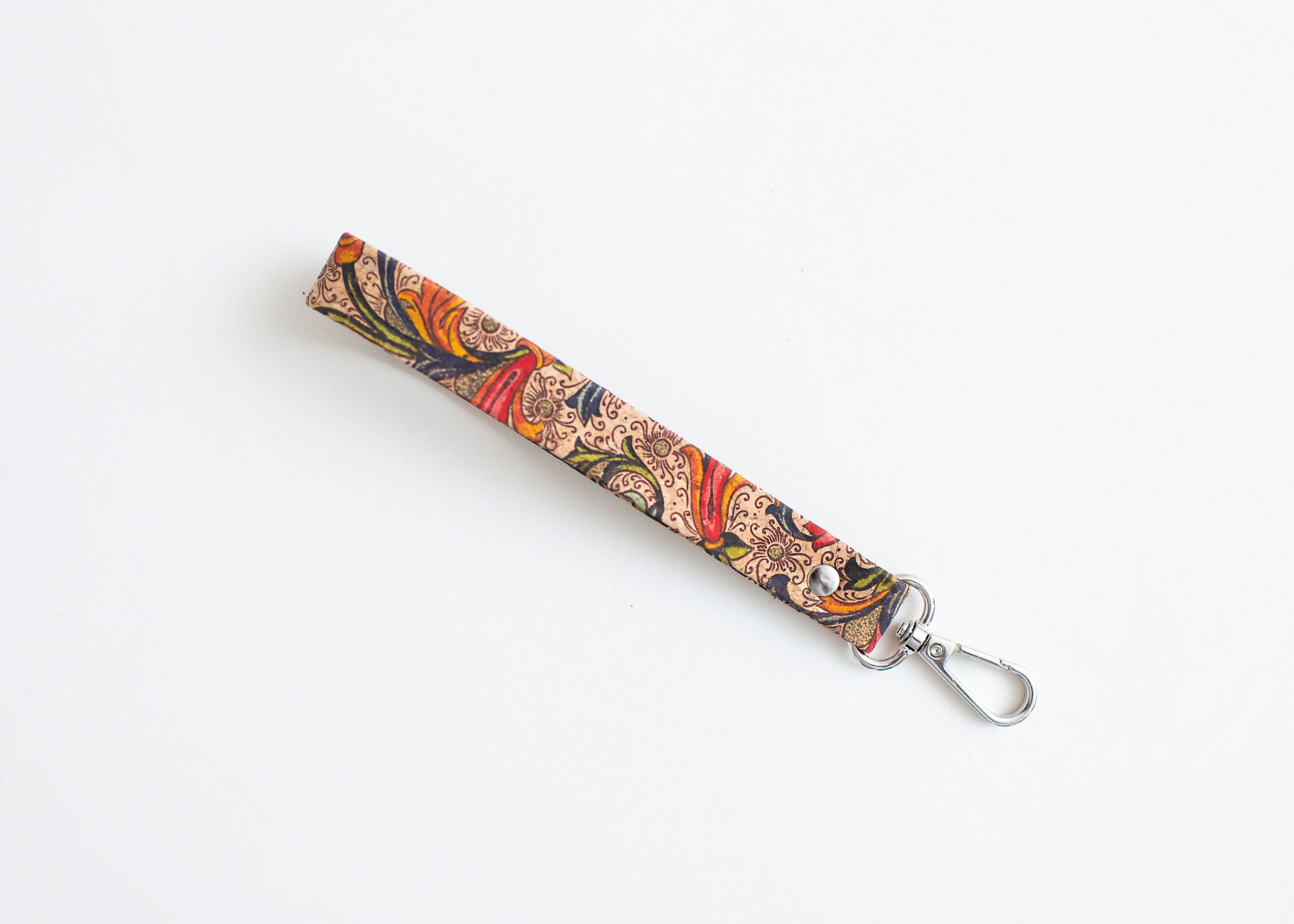 Cork Phone Wristlet Strap w/tether tab attachment--Fleur De Lis Pattern