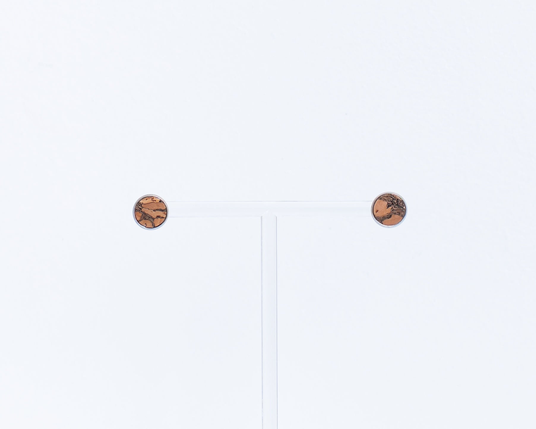 Cork Earrings - Round Stud Marbled