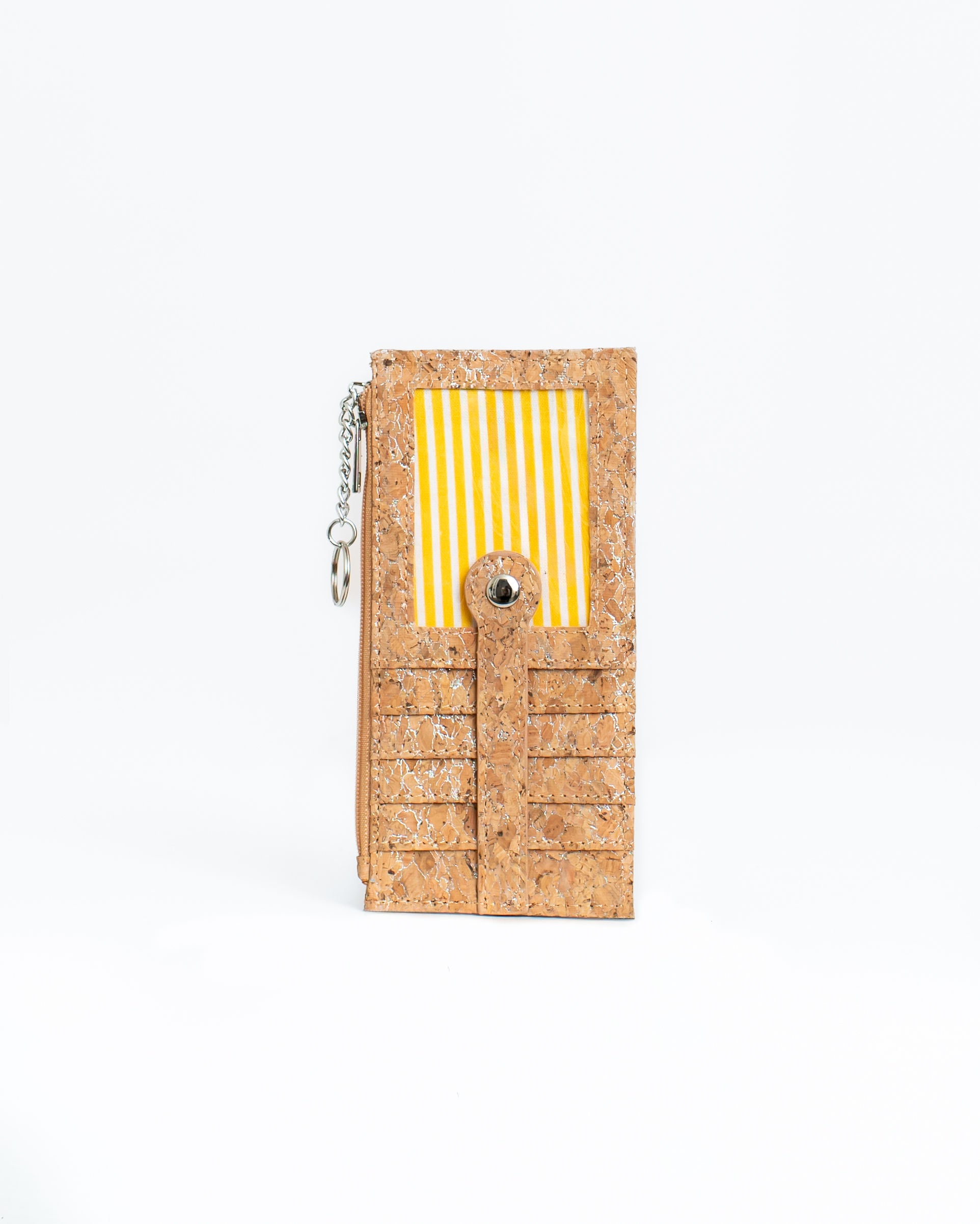 Cork Zipper Credit Card Wallet - Silvered