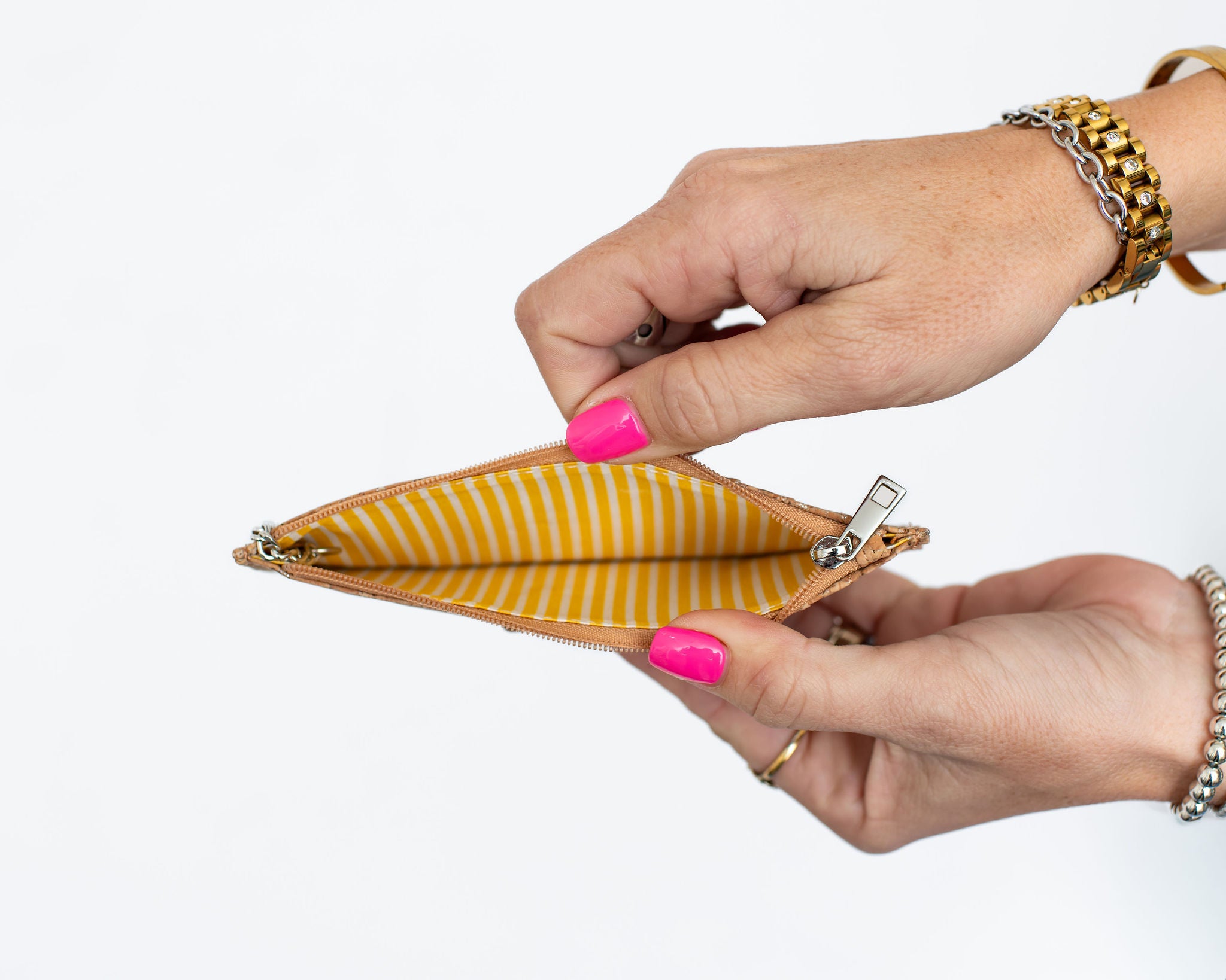 Cork Zipper Credit Card Wallet - Natural