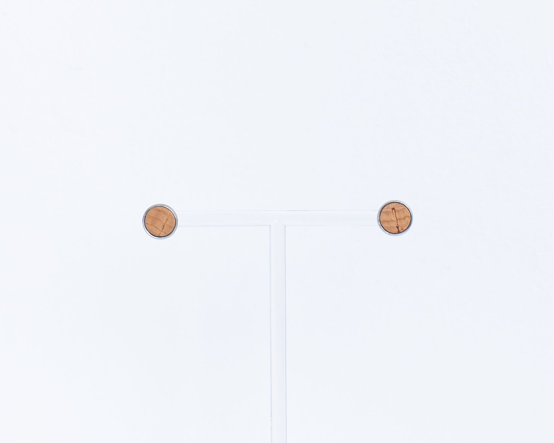 Cork Earrings - Round Stud Natural