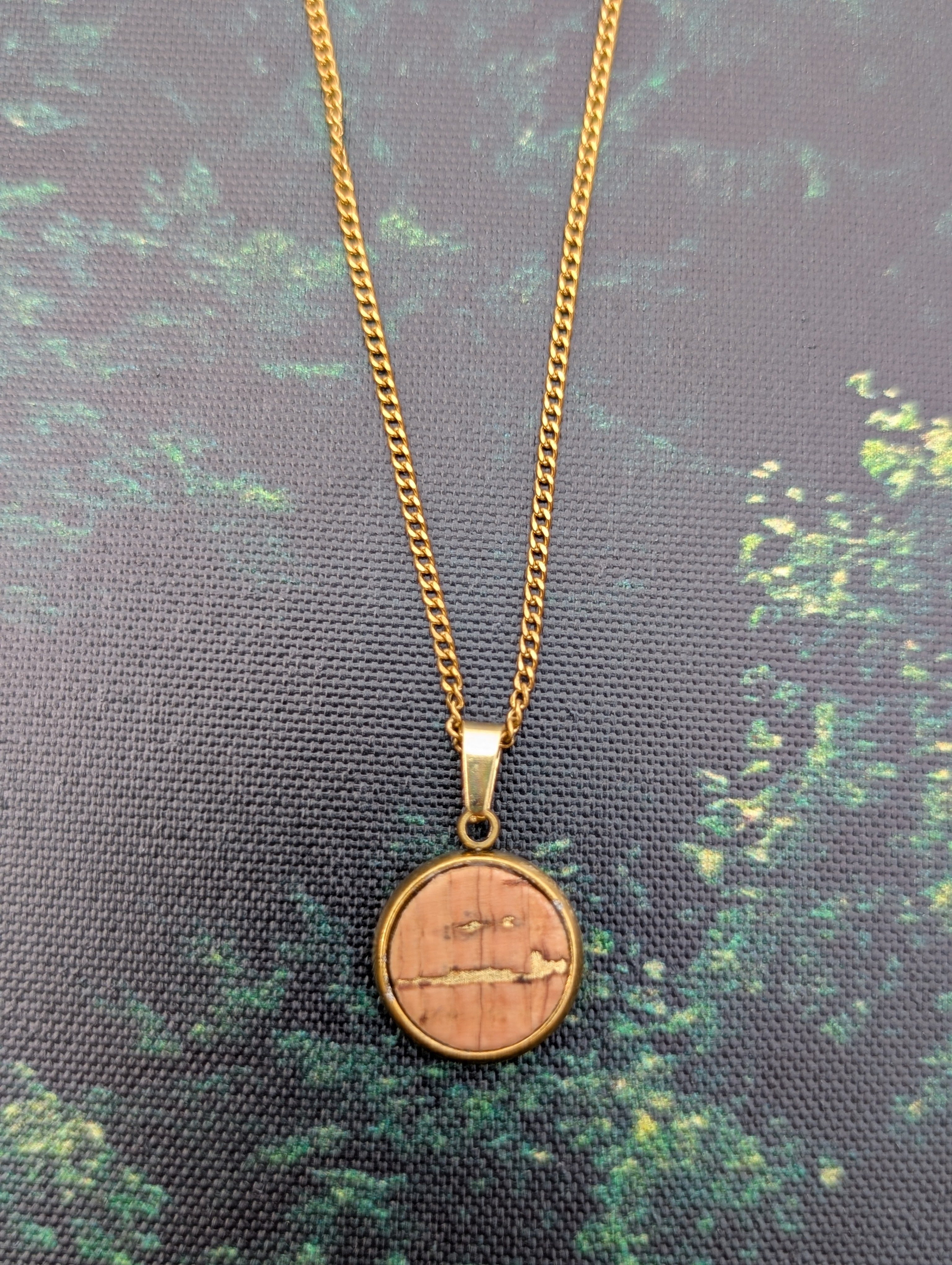 Cork Necklace Adjustable-Round Gold