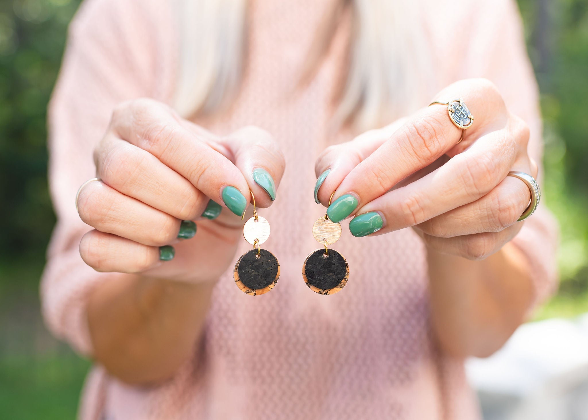 Round Stacked Dangle Earrings