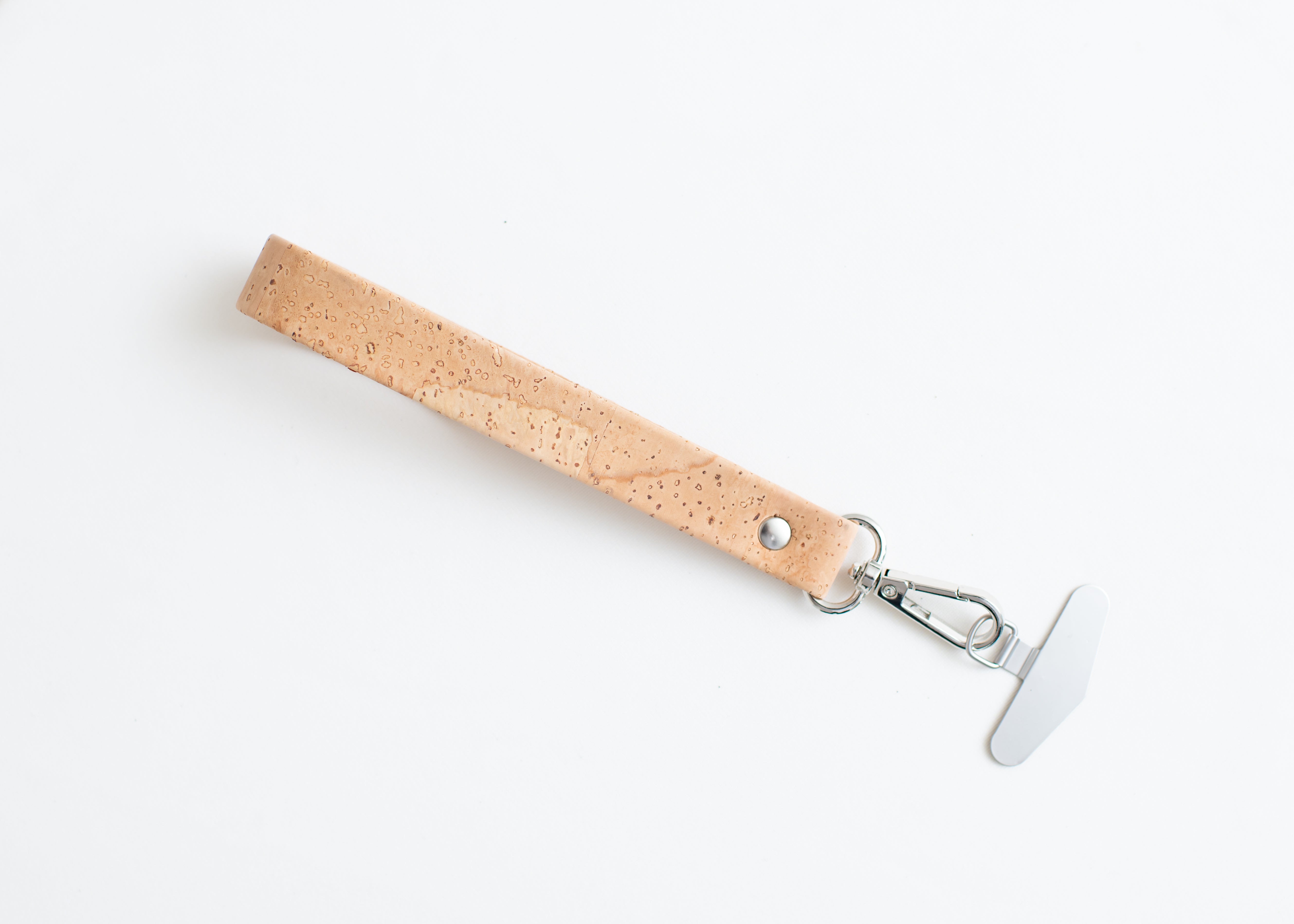 Cork Phone Wristlet Strap w/tether tab attachment--Natural