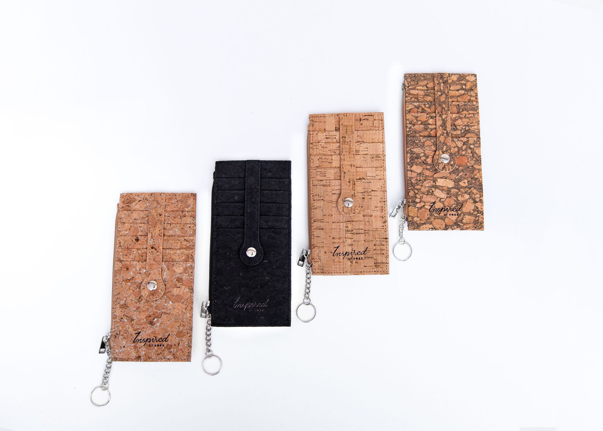 Cork Zipper Credit Card Wallet - Black