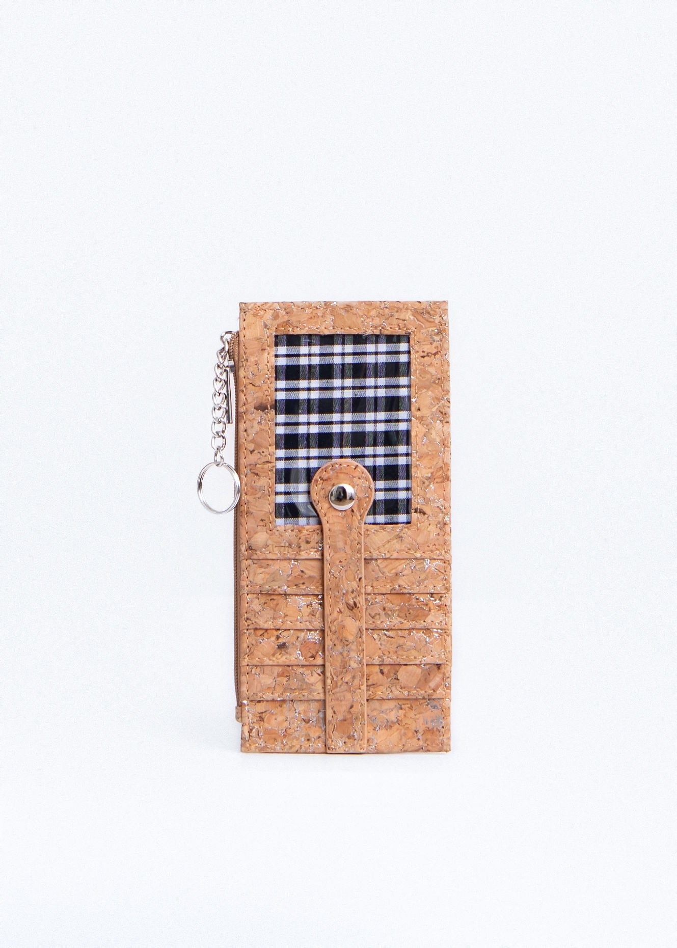 Cork Zipper Credit Card Wallet - Silvered