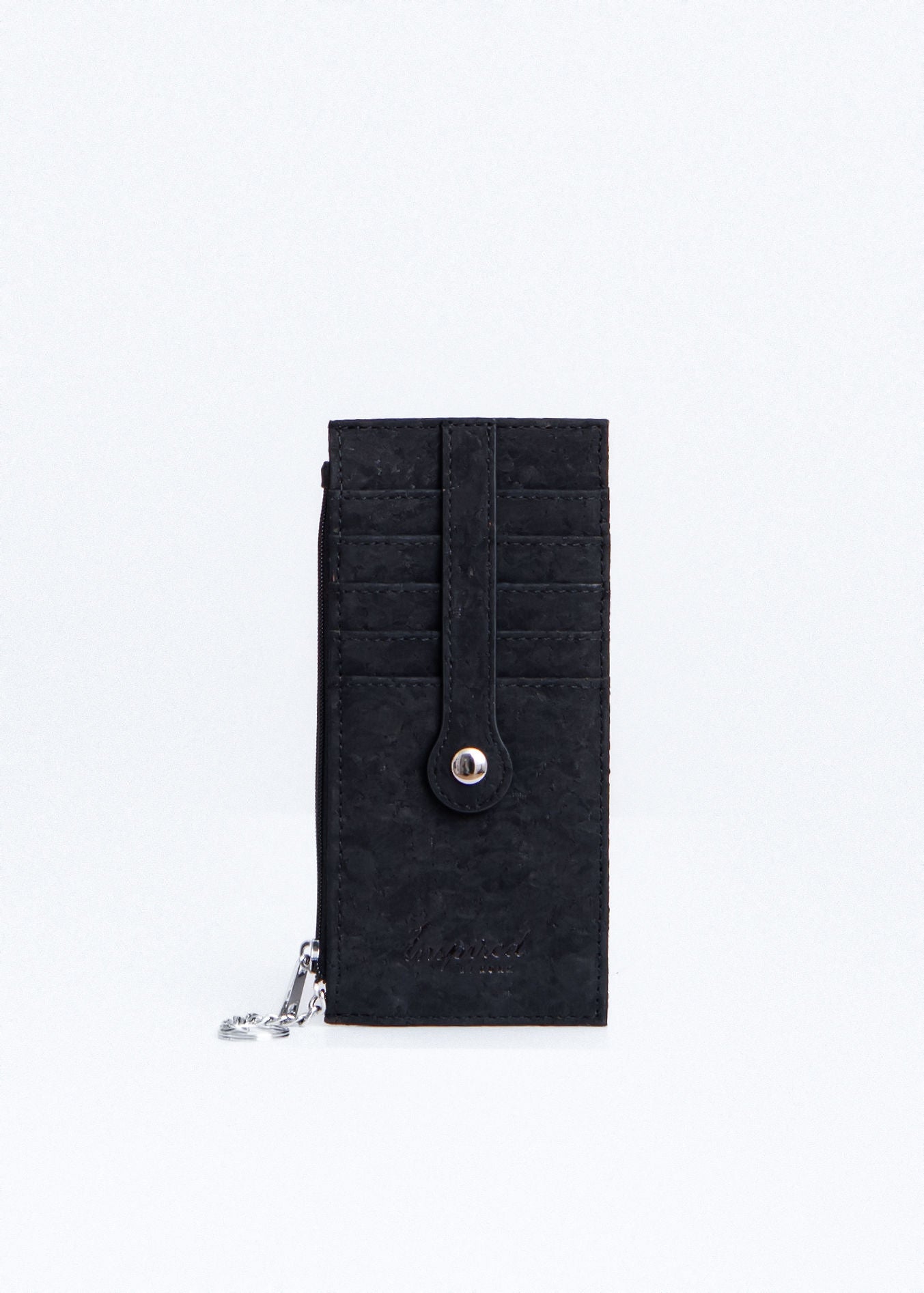 Cork Zipper Credit Card Wallet - Black