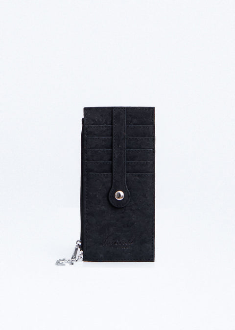 Zipper Credit Card Wallet - Black Cork