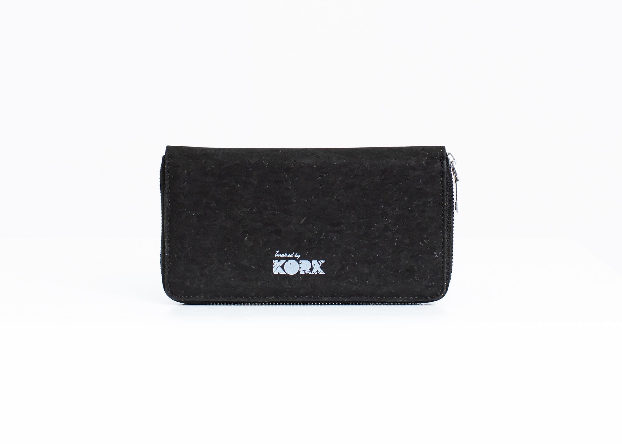 Cork Large Zipper Wallet - Black