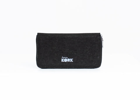 Large Zipper Wallet - Black Cork