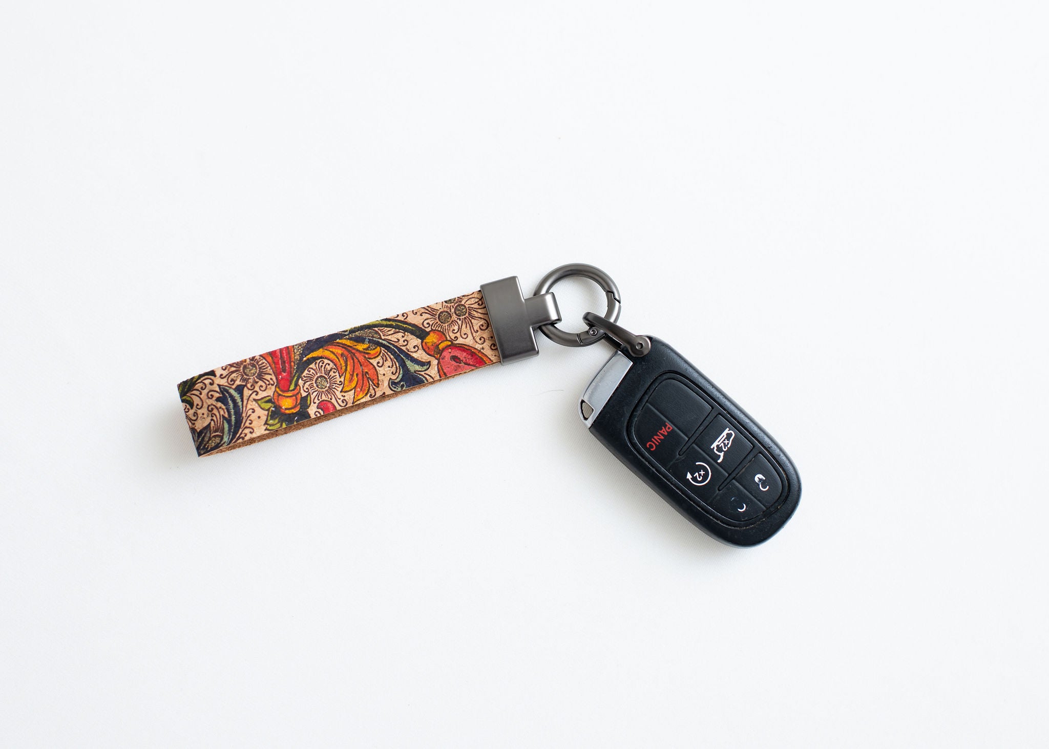 Cork Key Chain w/FOB attachment--Fleur De Lis Pattern