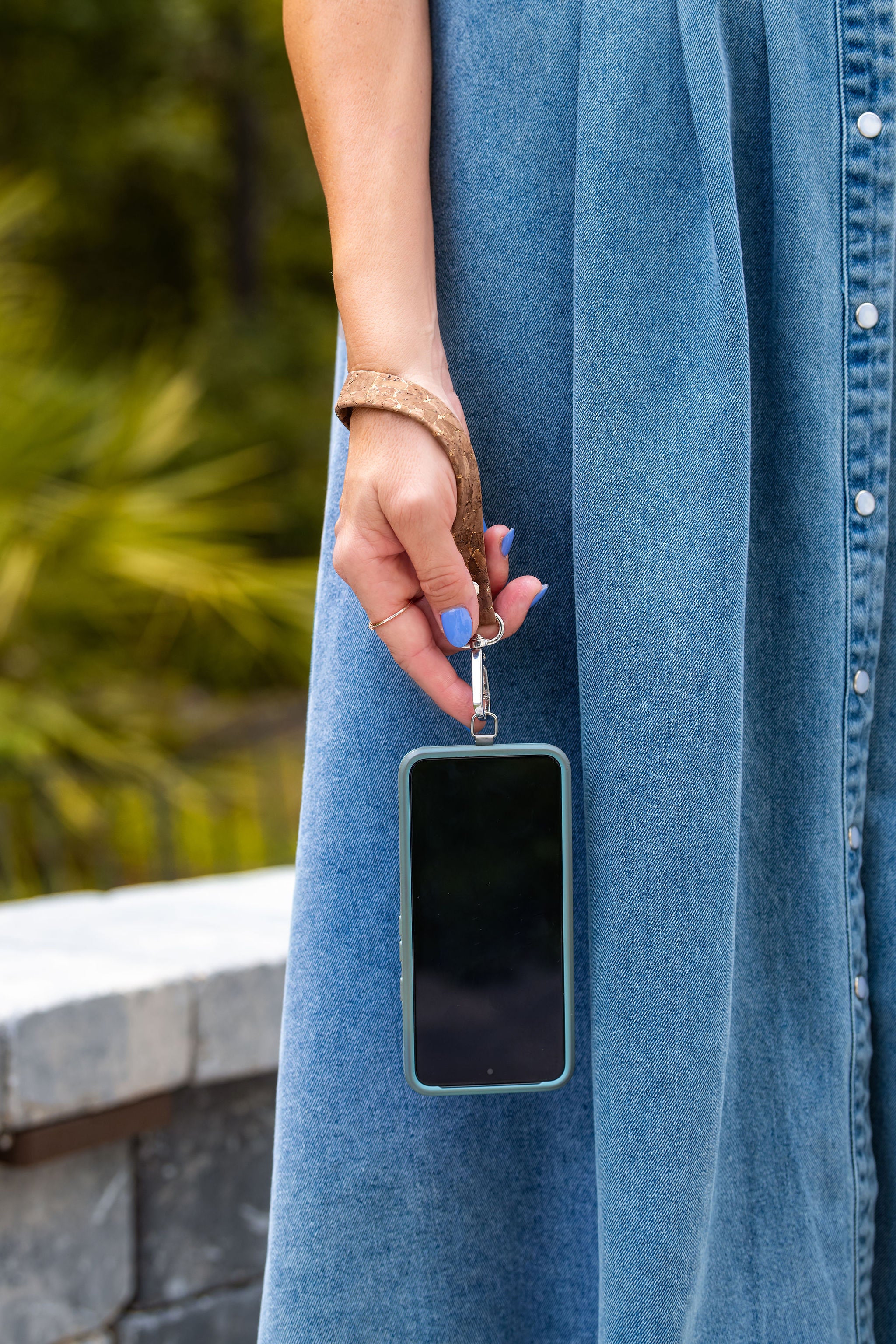 Cork Phone Wristlet Strap w/tether tab attachment--Natural