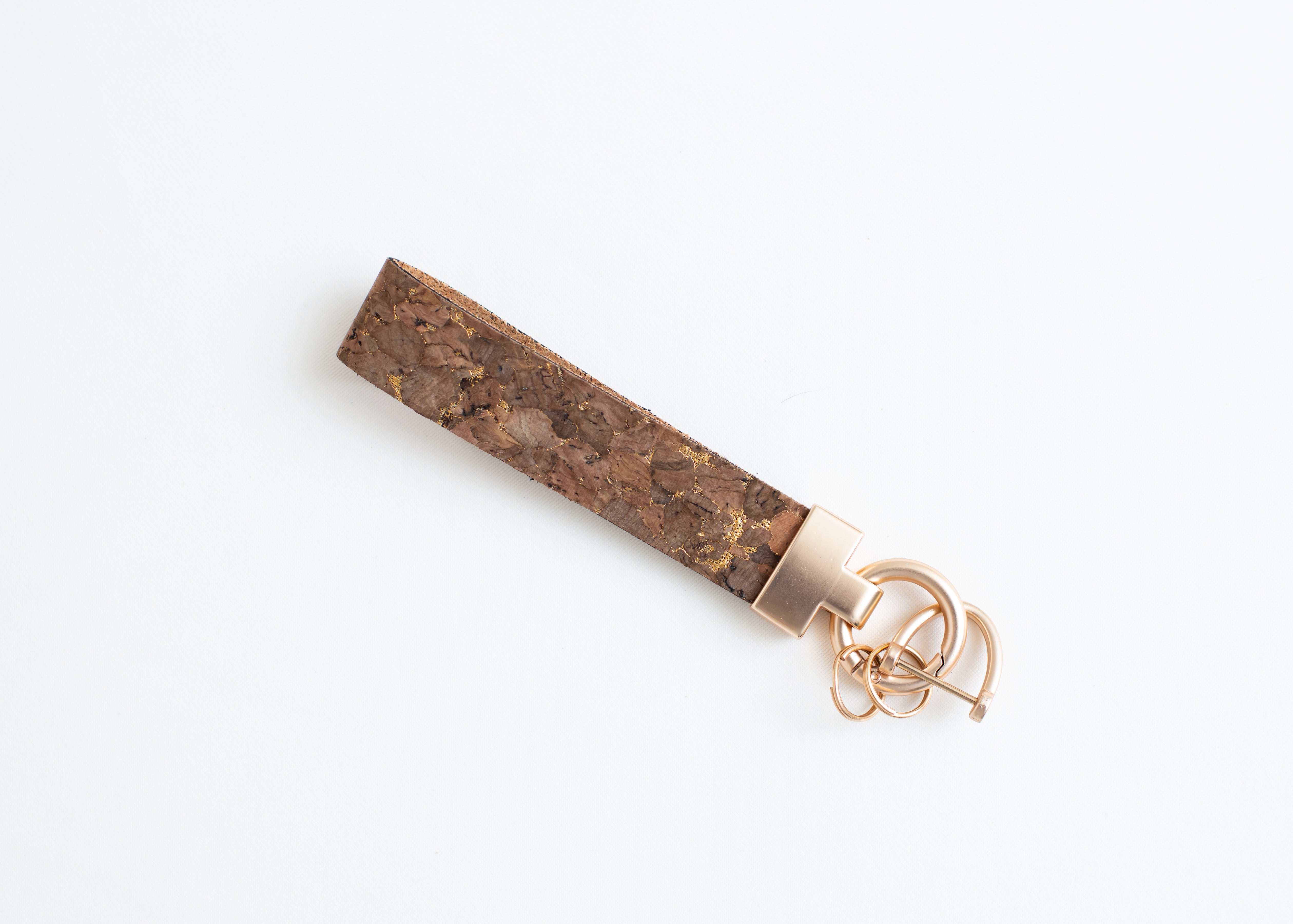 Cork Key Chain w/FOB attachment--Brown w/Gold
