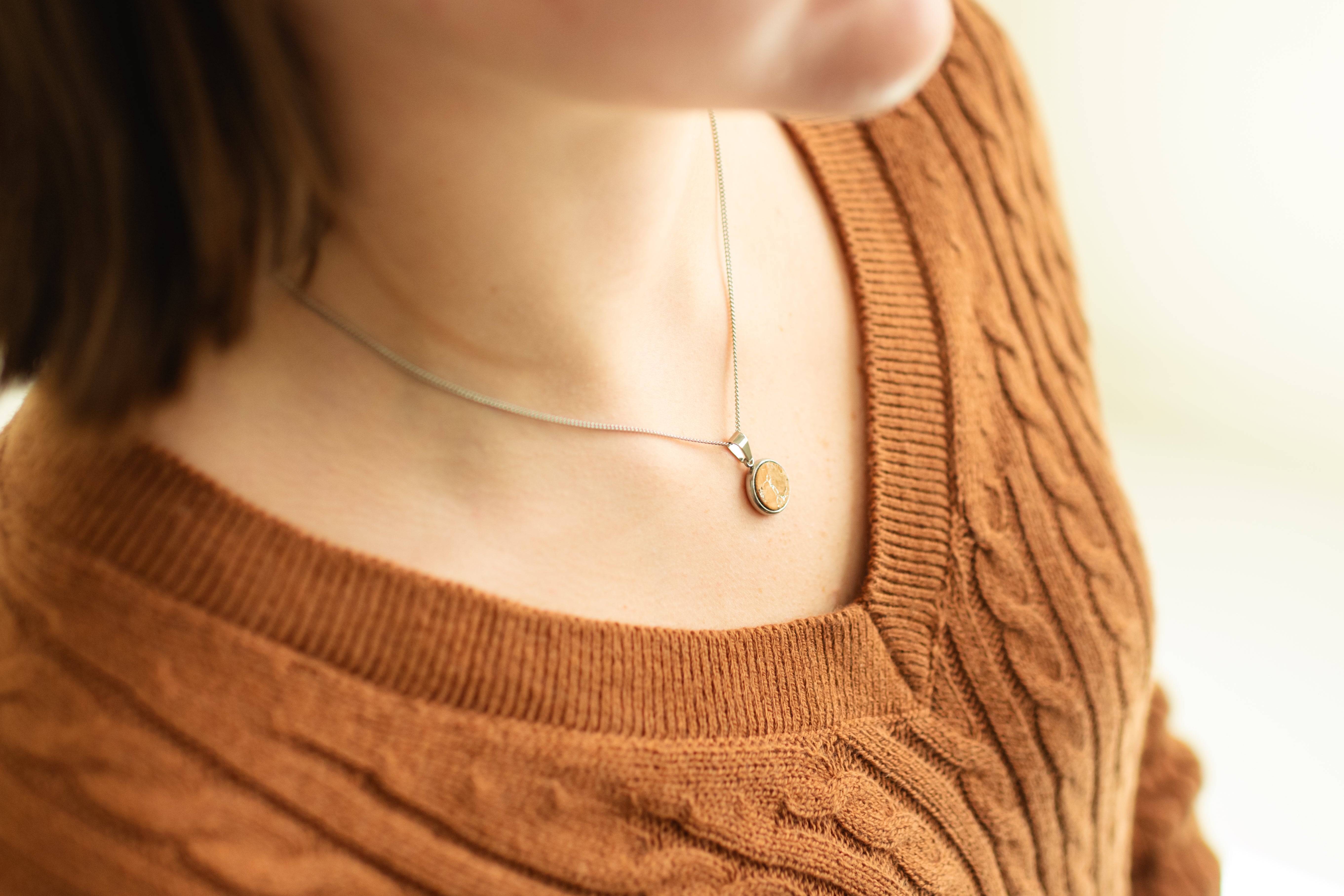 Cork Necklace Adjustable-Round Silver