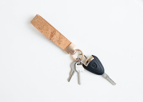 Cork Key Chain w/FOB attachment--Natural