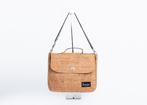 Crescent XL Cork Messenger Laptop Bag- Natural