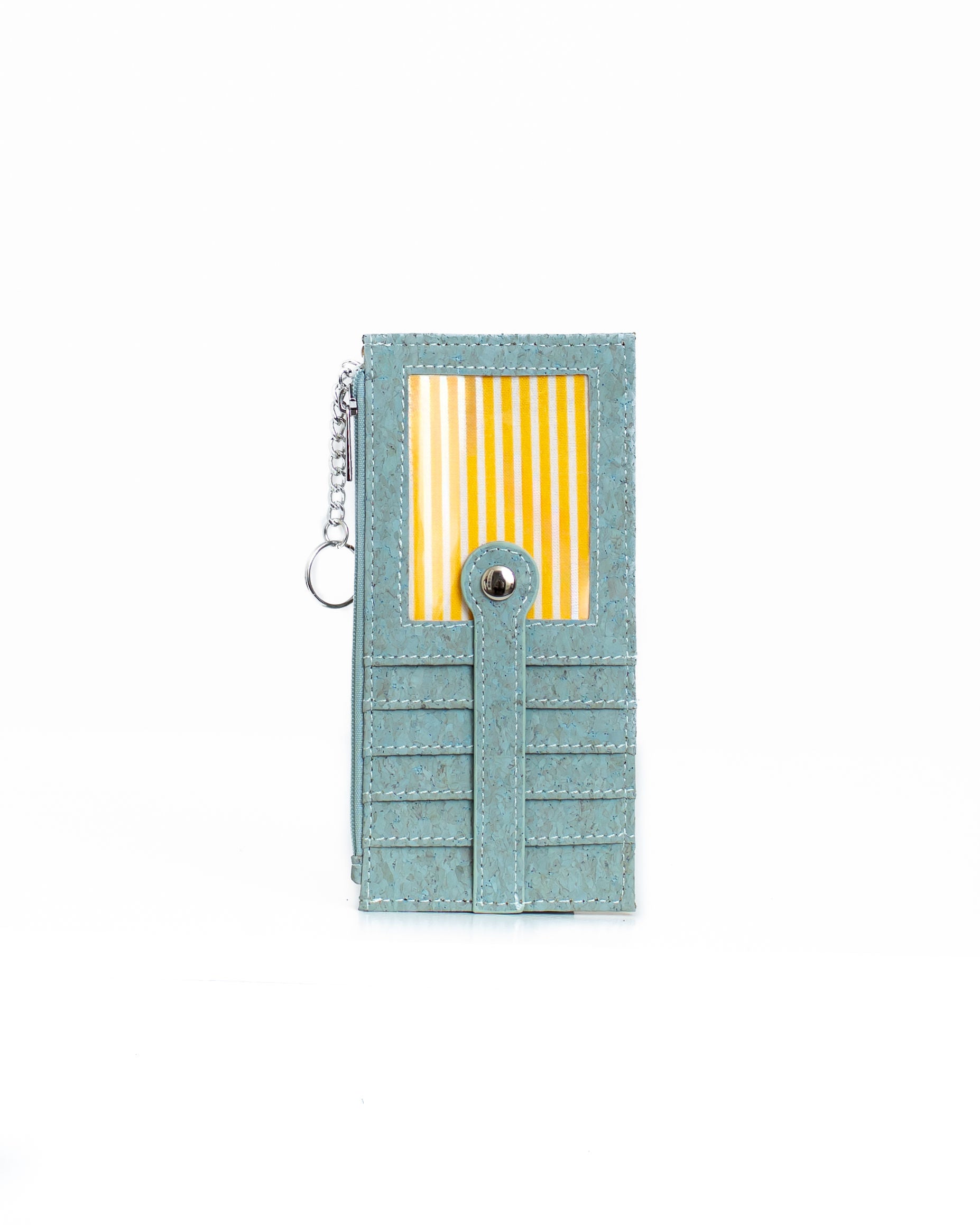 Cork Zipper Credit Card Wallet - Light Blue
