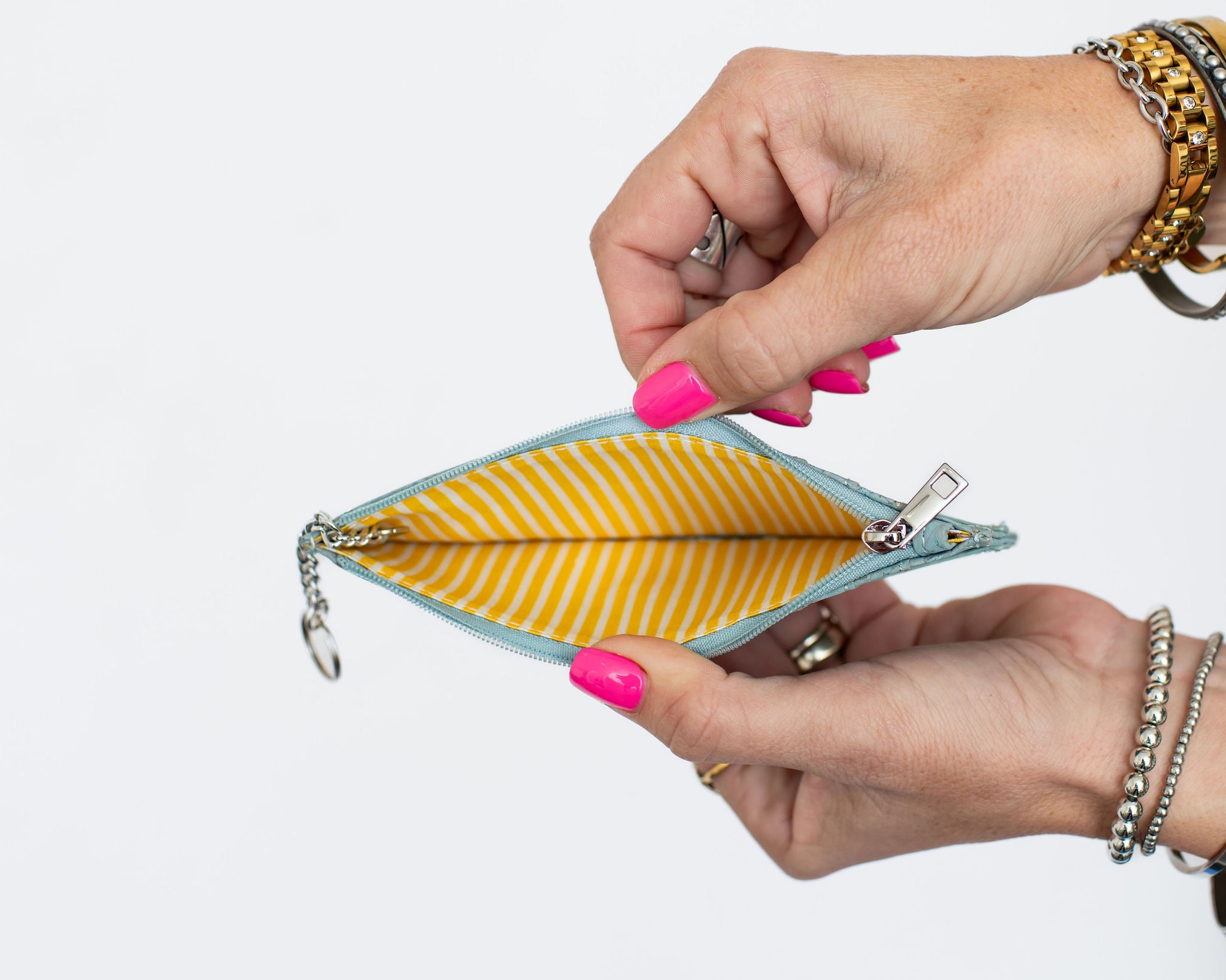 Cork Zipper Credit Card Wallet - Light Blue