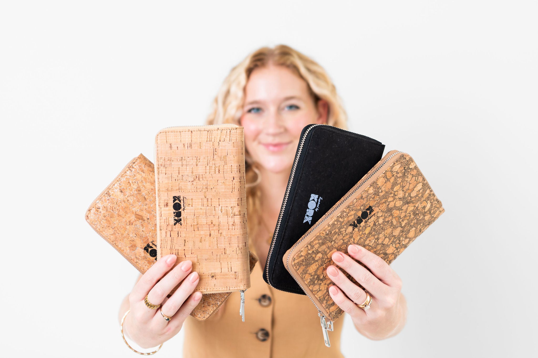 Cork Large Zipper Wallet - Marbled