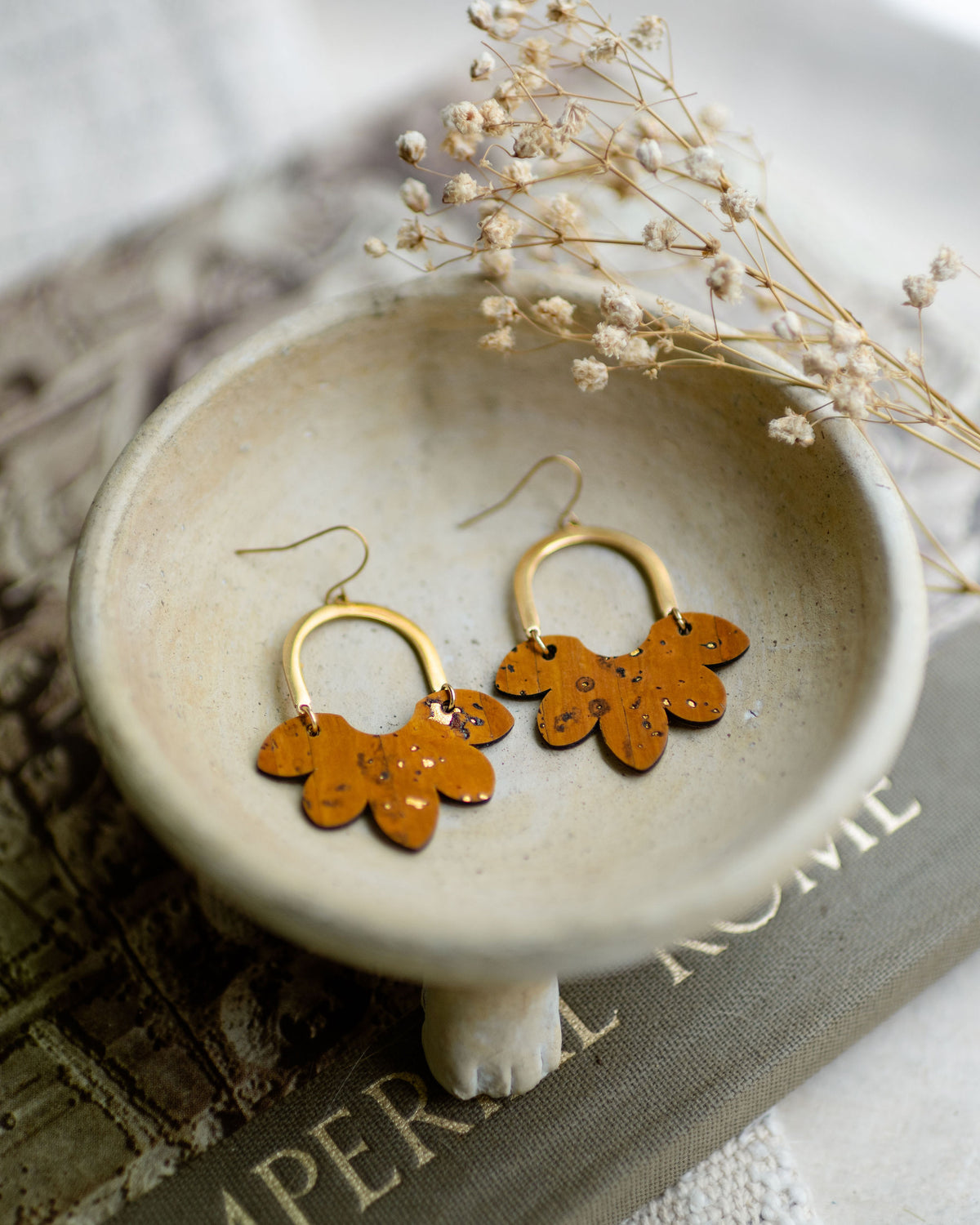 Split Flower Mustard Earrings