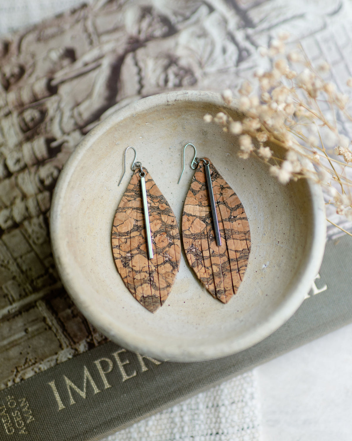 Fringe Marbled w/Silver Bar Earrings