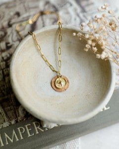 Paperclip w/Gold Compass Charm Necklace