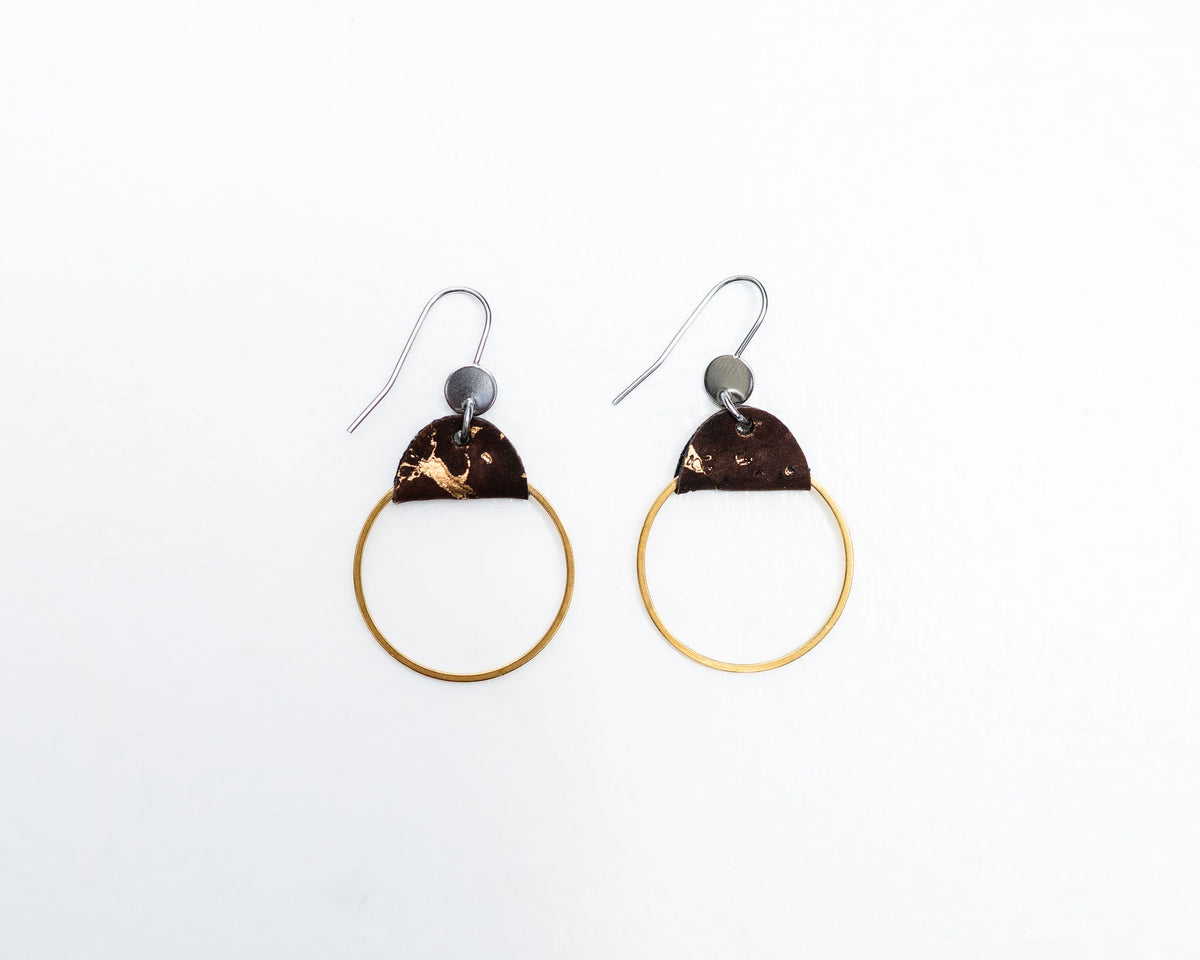 2 Tone Hoop w/Cork Earring