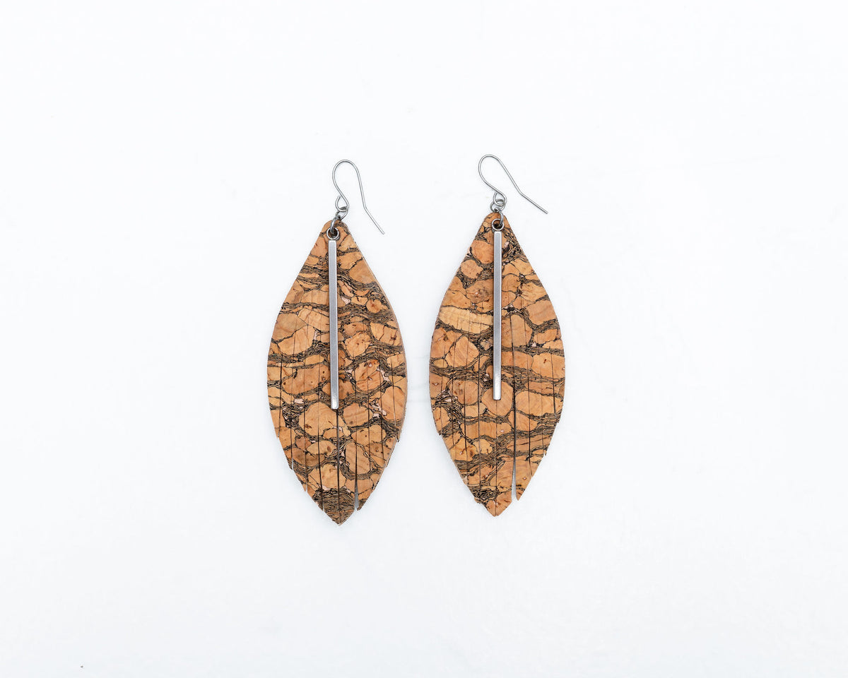 Fringe Marbled w/Silver Bar Earrings