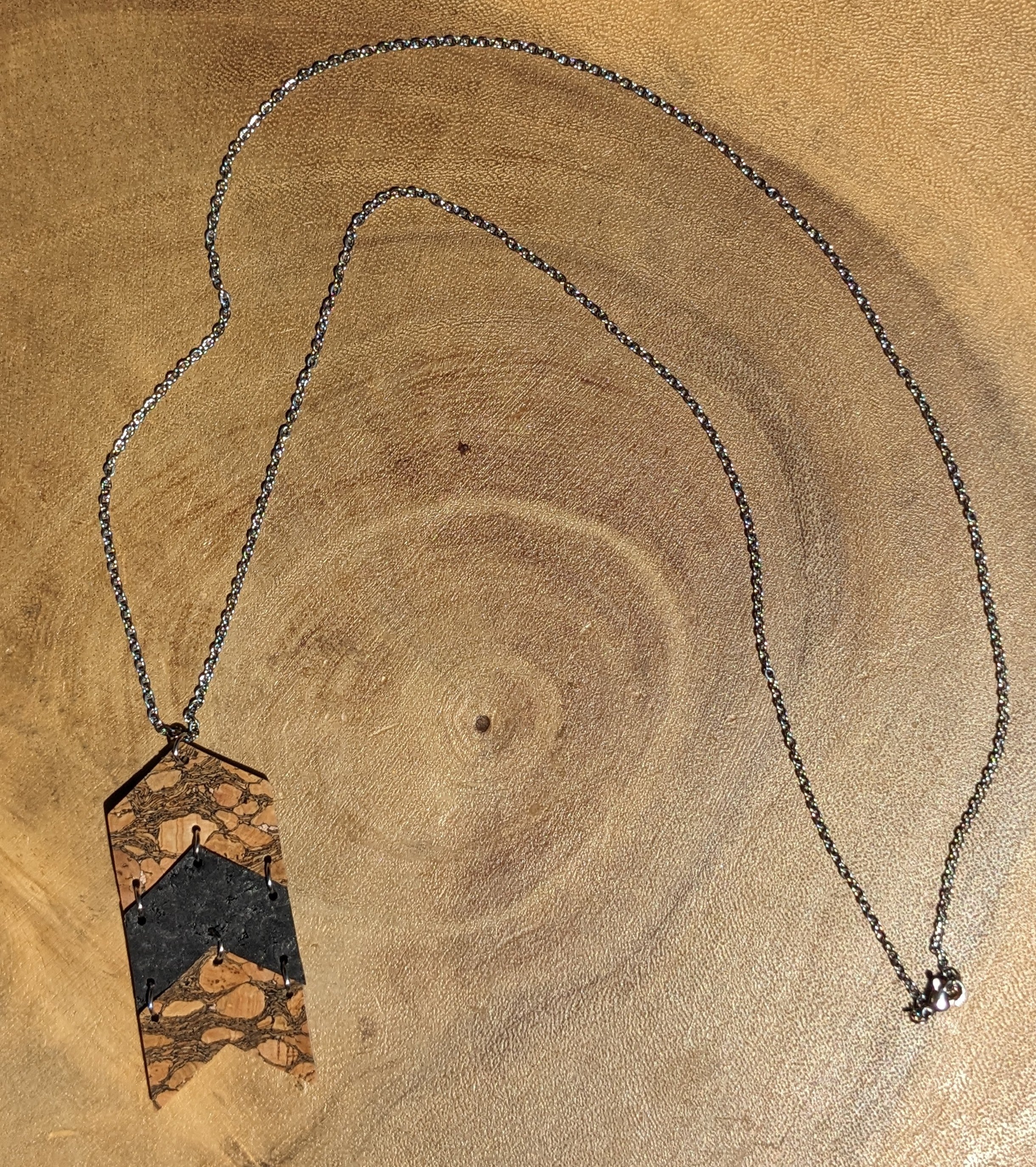Cork Necklace-Chevron Marbled & Black