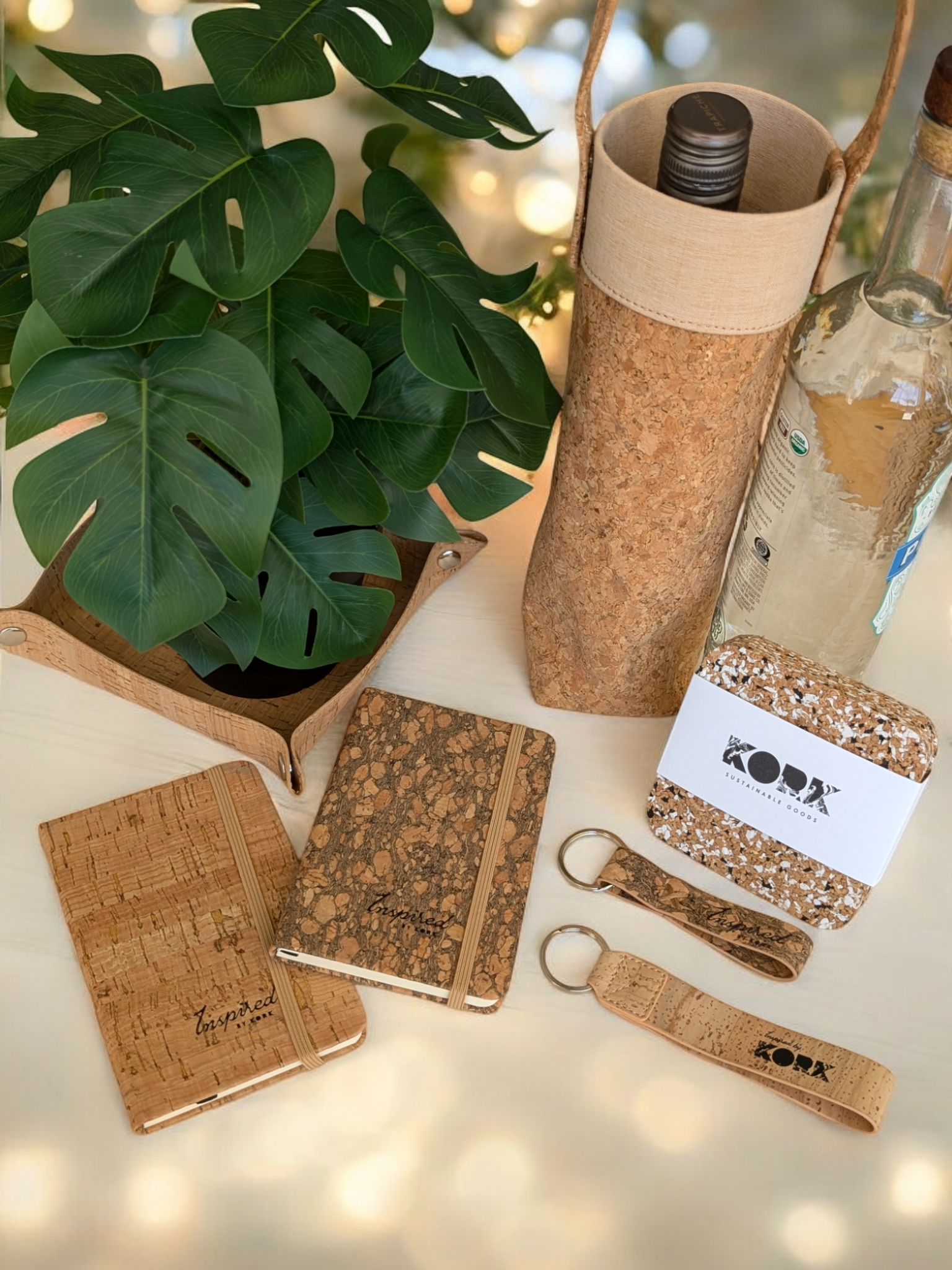 Cork Key Chain--Marbled