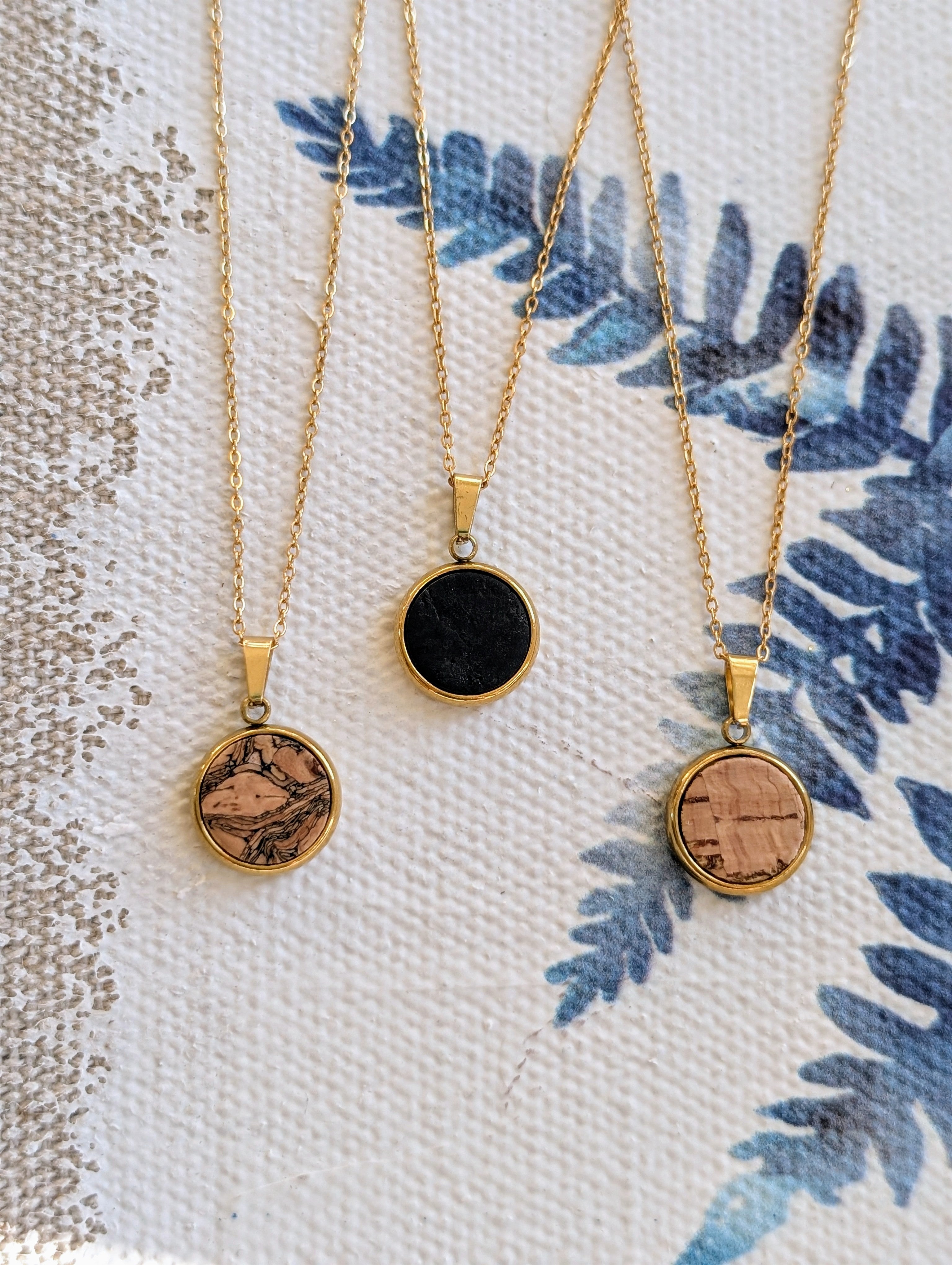 Cork Necklace-Round Marbled