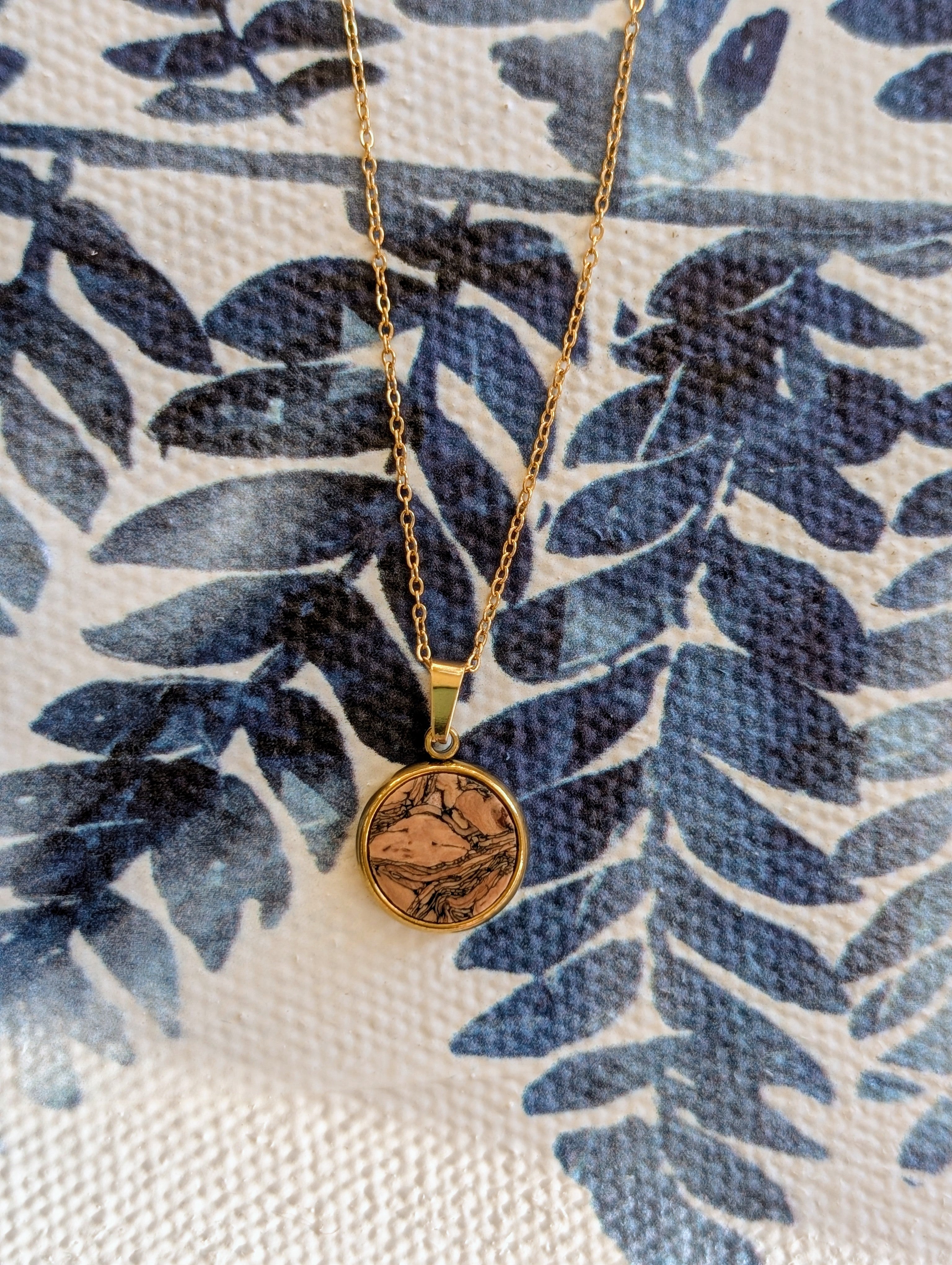 Cork Necklace-Round Marbled