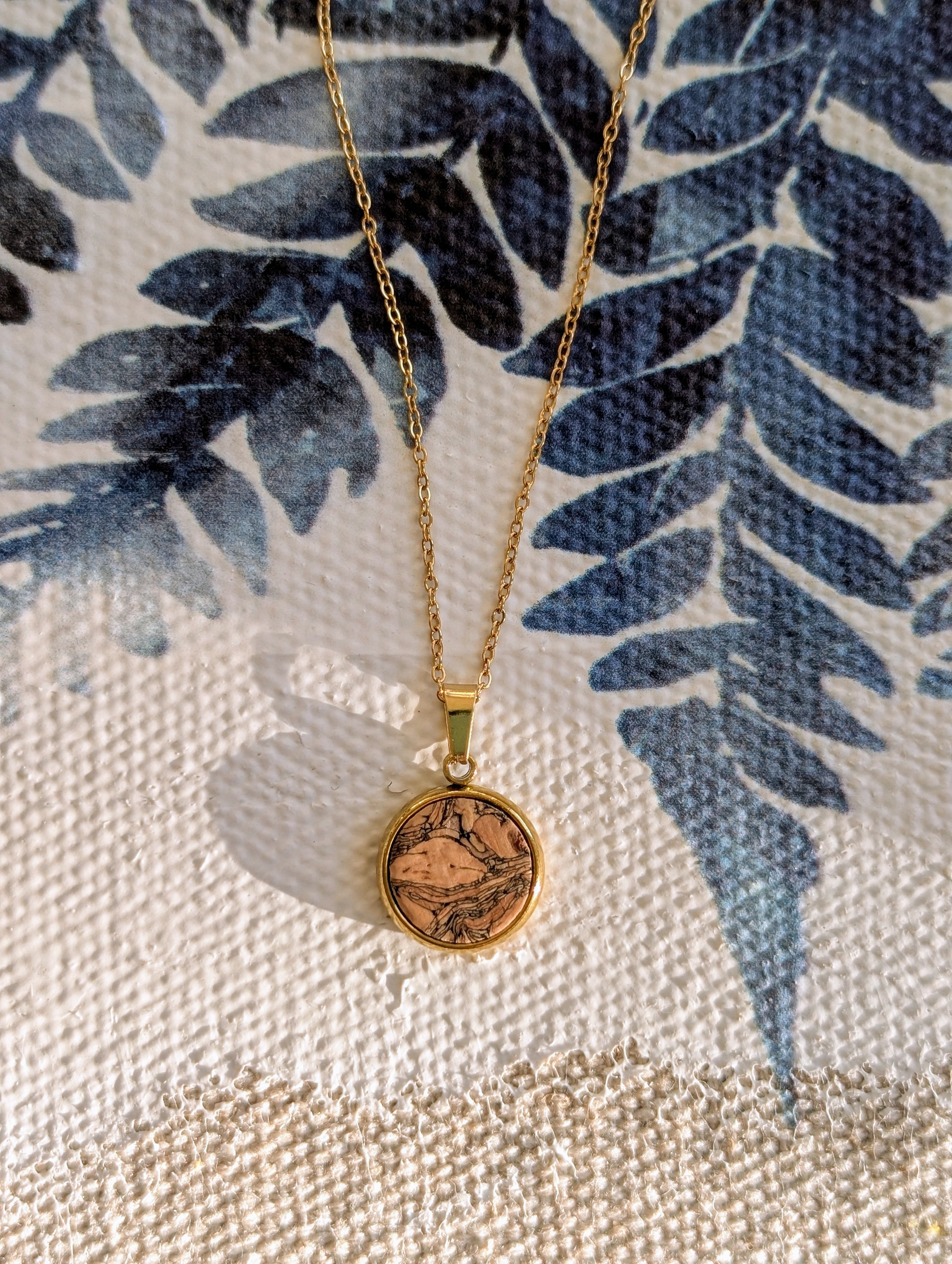 Cork Necklace-Round Marbled